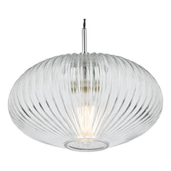 Edmond 1 Light Single Pendant Polished Chrome Ribbed Glass