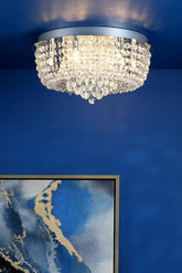 Eitan 9 Light Flush Crystal and Polished Chrome