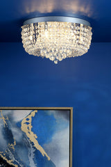 Eitan 9 Light Flush Crystal and Polished Chrome