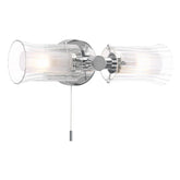 Elba Bathroom 2 Light Wall Light Polished Chrome Glass IP44