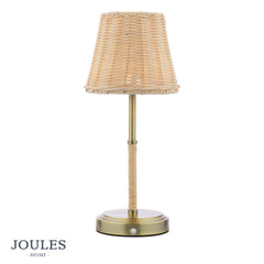 Joules Elcot Rechargeable LED Table Lamp Natural Rattan