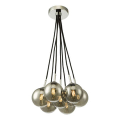 Elpis 7 Light Cluster Pendant Polished Chrome Smoked Glass Dar Lighting