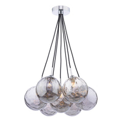 Elpis 7 Light Cluster Pendant Polished Chrome Smoked Glass Dar Lighting