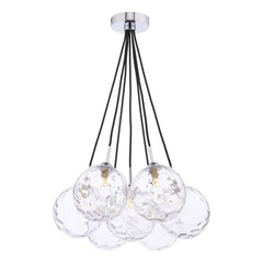Elpis 7 Light Cluster Pendant Polished Chrome Moulded Glass Dar Lighting