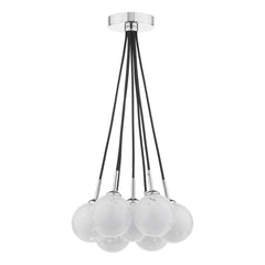 Elpis 7 Light Cluster Pendant Polished Chrome With White Confetti Glass