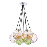 Elpis 7 Light Cluster Pendant Polished Chrome Mixed Coloured Glass