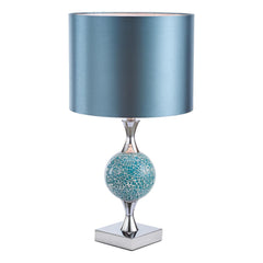 Elsa Table Lamp Polished Chrome Blue Mosaic With Shade