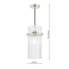 English Heritage Eltham Single Pendant Polished Nickel and Crystal