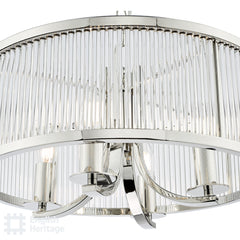 English Heritage Eltham 4 Light Pendant Polished Nickel and Crystal