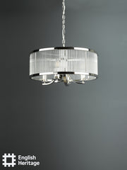 English Heritage Eltham 4 Light Pendant Polished Nickel and Crystal