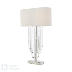 English Heritage Eltham 2 Light Table Lamp Polished Nickel and Crystal With Shade