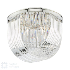 English Heritage Eltham Swag 4 Light Flush Polished Nickel and Crystal