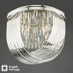 English Heritage Eltham Swag 4 Light Flush Polished Nickel and Crystal