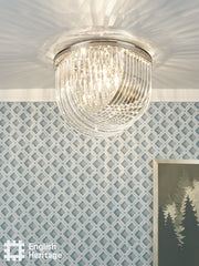 English Heritage Eltham Swag 4 Light Flush Polished Nickel and Crystal