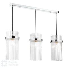 Eltham 3 Light Bar Pendant Polished Nickel and Glass