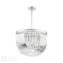 English Heritage Eltham 4 Light Swag Pendant Polished Nickel and Crystal