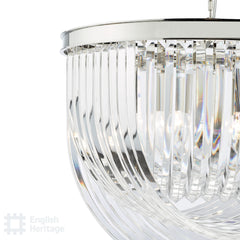 English Heritage Eltham 4 Light Swag Pendant Polished Nickel and Crystal