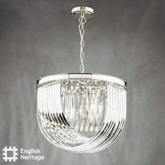English Heritage Eltham 4 Light Swag Pendant Polished Nickel and Crystal