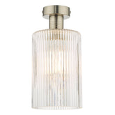 Emerson Semi Flush Antique Chrome Ribbed Glass dar lighting