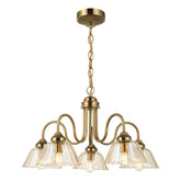 Erika 5 Light Pendant Antique Bronze and Amber Glass