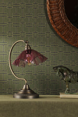 Ethel Table Lamp Antique Brass and Azalea Glass