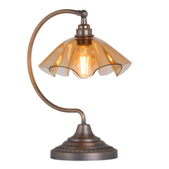 Ethel Table Lamp Antique Brass and Tobacco Glass