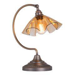 Ethel Table Lamp Antique Brass and Tobacco Glass