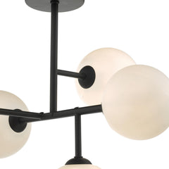 Euan 5 Light Semi Flush Black & Opal Glass