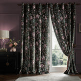 Laura Ashley Editas Garden Charcoal Eyelet Curtains