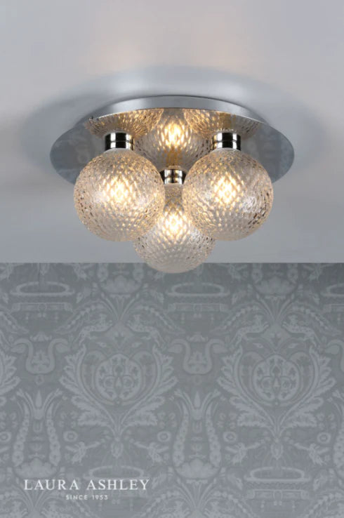 Elegant chandelier in spacious bathroom interior
