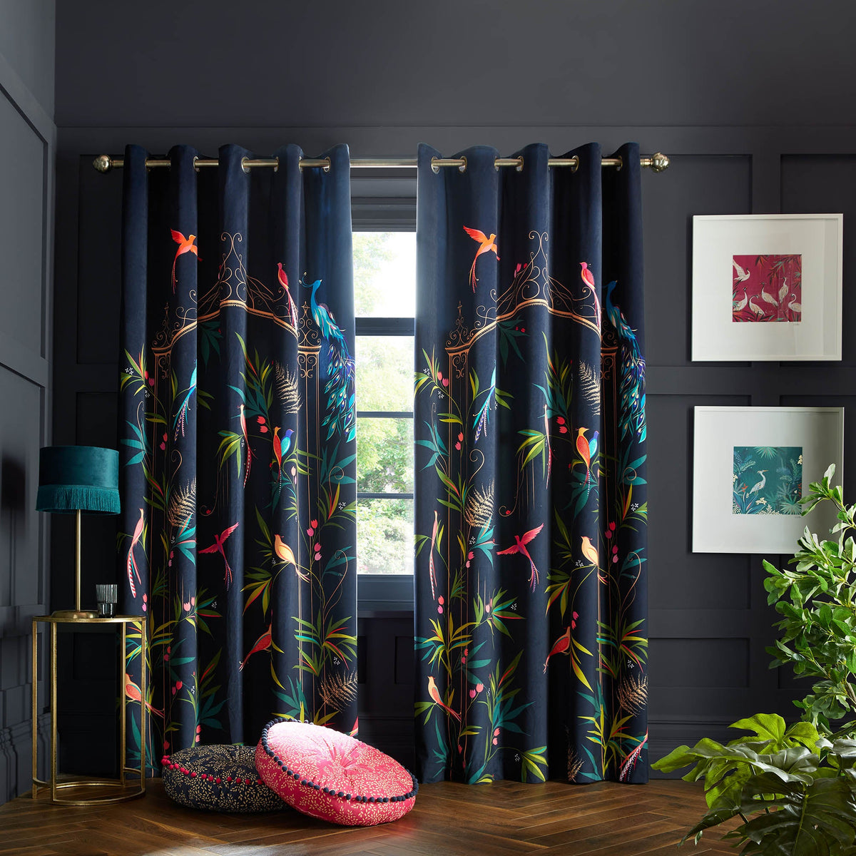 Enchanted Gate Navy Readymade Curtains