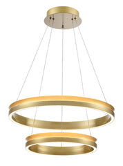 Eternity Double Tiered Satin Brass LED Pendant