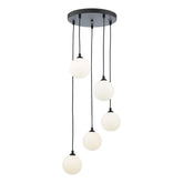 Federico 5 Light Cluster Pendant Matt Black With Opal Glass