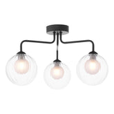 Feya 3 Light Semi Flush Matt Black With Clear/Opal Glass