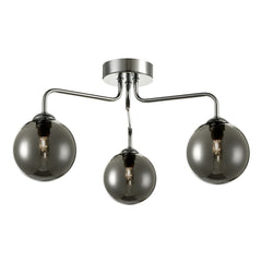 Feya 3 Light Semi Flush Ceiling Light Chrome Smoked Glass dar lighting
