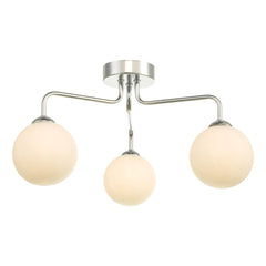 Feya 3 Light Semi Flush Ceiling Light Chrome Opal Glass dar lighting