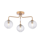 Feya 3 Light Semi-Flush Antique Bronze With Ribbed Glass