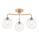 Feya 3 Light Semi-Flush Antique Bronze With Clear/Opal Glass