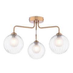 Feya 3 Light Semi-Flush Antique Bronze With Clear/Opal Glass