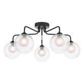 Feya 5 Light Semi Flush Matt Black With Clear/Opal Glass