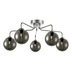 Feya 5 Light Semi Flush Ceiling Light Chrome Smoked Glass dar lighting