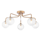 Feya 5 Light Semi-Flush Antique Bronze With Ribbed Glass