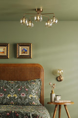 Feya 5 Light Semi-Flush Antique Bronze With Organic Amber Glass