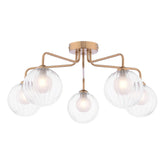 Feya 5 Light Semi-Flush Antique Bronze With Clear/Opal Glass
