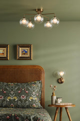 Feya 5 Light Semi-Flush Antique Bronze With Clear/Opal Glass