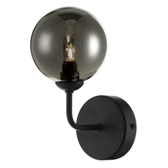 Feya 1 Light Wall Light Matt Black Smoked Glass dar lighting