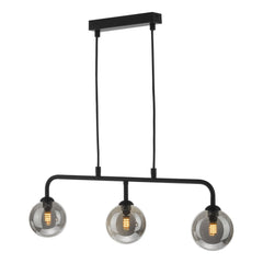 Feya 3 Light Bar Pendant Matt Black Smoked Glass dar lighting