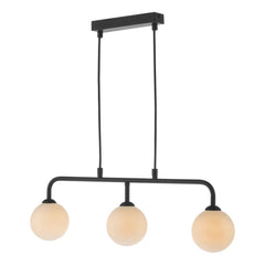 Feya 3 Light Bar Pendant Matt Black Opal Glass dar lighting