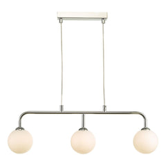 Feya 3 Light Bar Pendant Chrome Opal Glass dar lighting