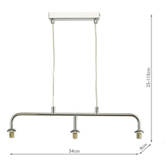 Feya 3 Light Bar Pendant Polished Chrome Frame Only